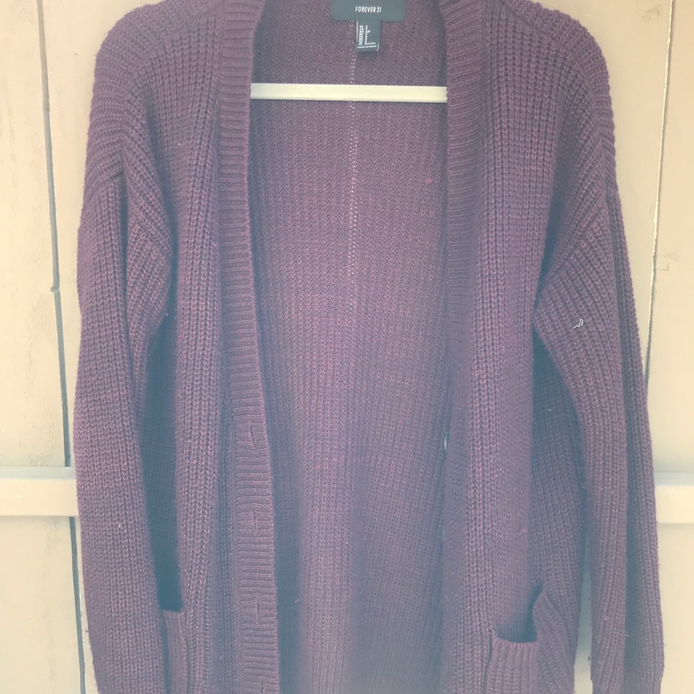 Forever 21 Burgundy Knit Cardigan